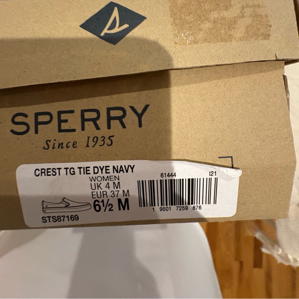 Sperry Navy Tie-Dye Slip-On Sneakers Sz 6.5 - Picture 3 of 3